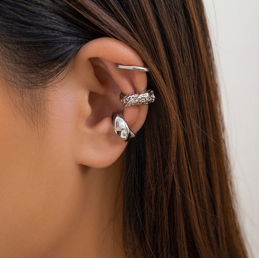 Multi-Layer Silver Ear Cuffs Set