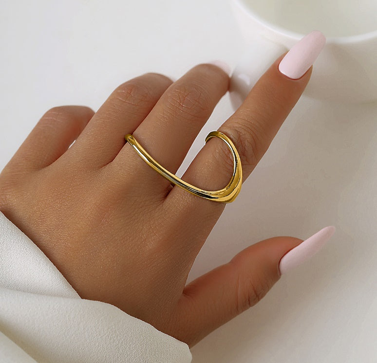 Gold Open-Curve Ring - Chic and Contemporary Women?s Jewelry